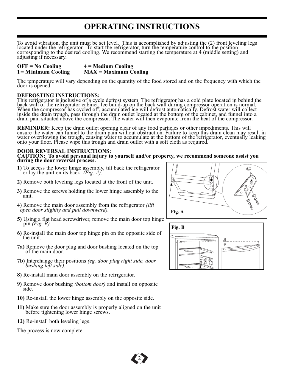 Operating instructions | Danby DAR1102BSL User Manual | Page 3 / 11
