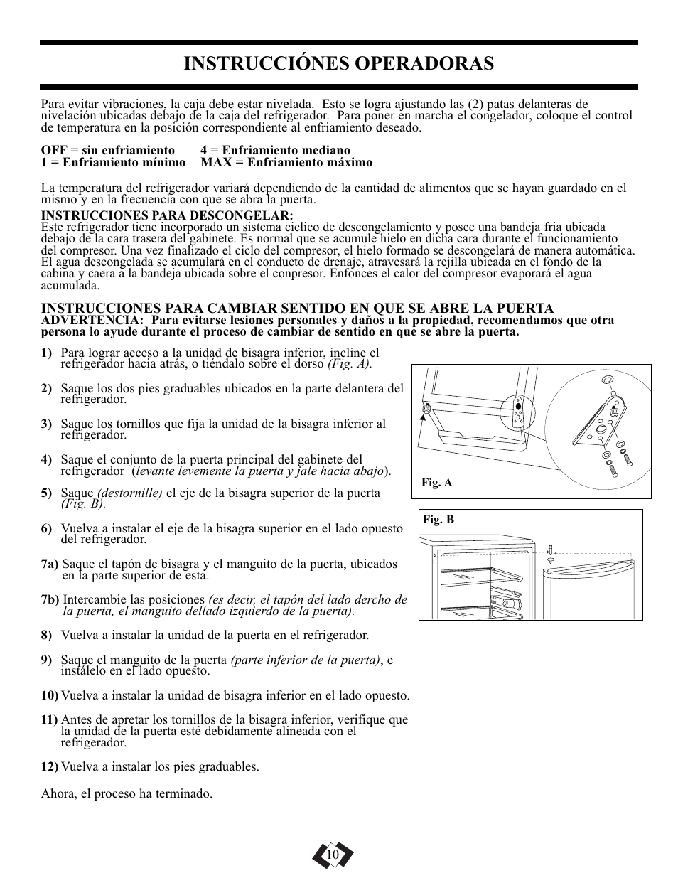 Instrucciónes operadoras | Danby DAR1102BSL User Manual | Page 9 / 11