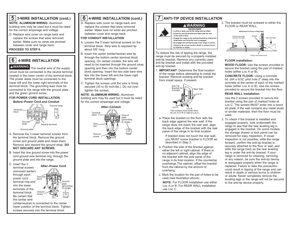 GE 400 Series 30 Inch Freestanding Electric Range Installation Instructions User Manual | Page 3 / 8