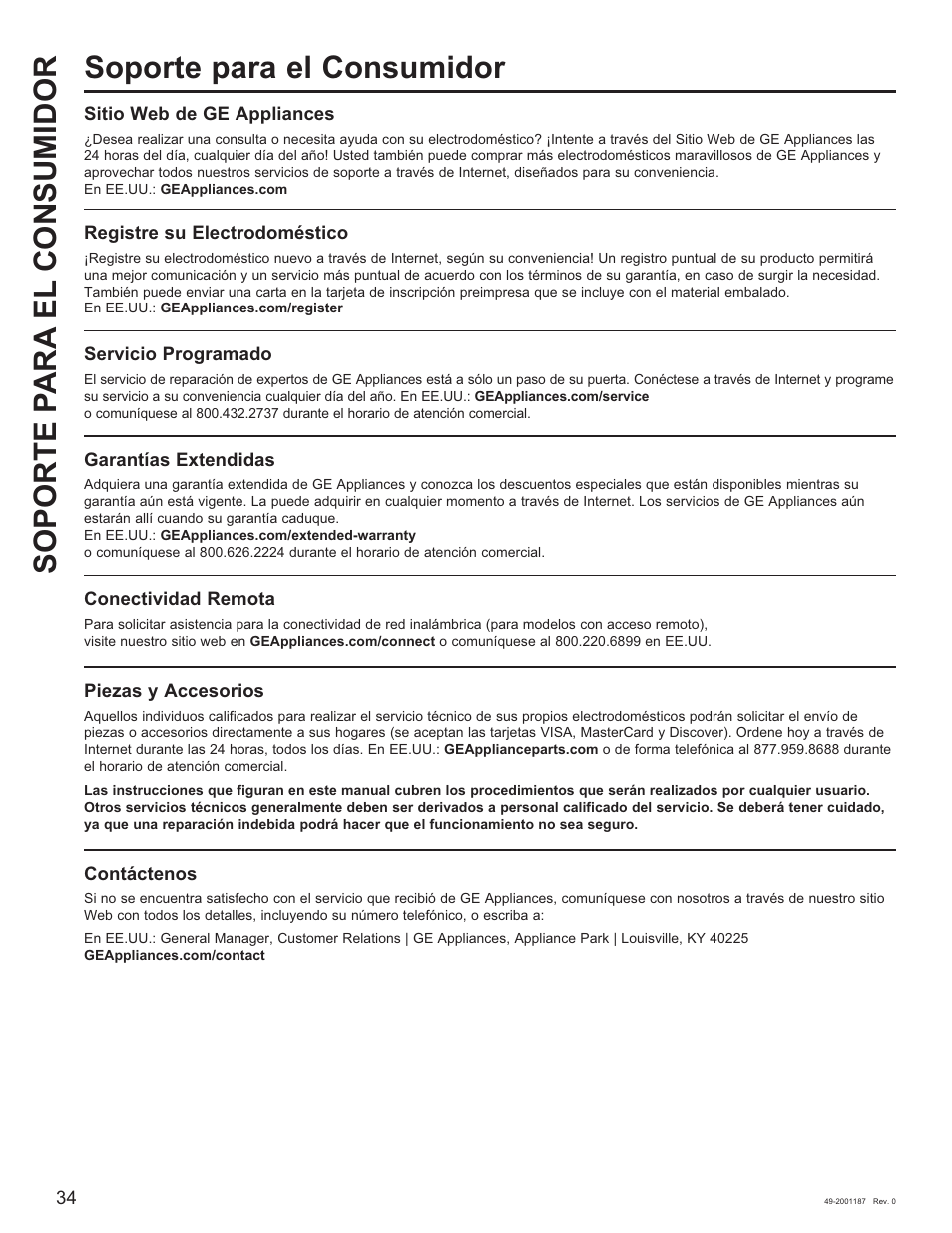 GE 500 Series 30 Inch Slide-In Gas Range Owners Guide User Manual | Page 68 / 68