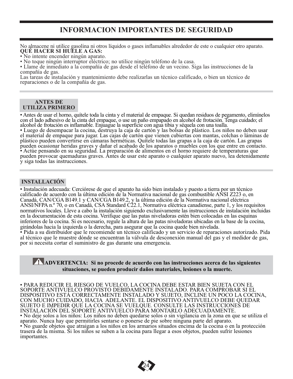 Informacion importantes de seguridad | Danby DR3099WGLP User Manual | Page 14 / 35