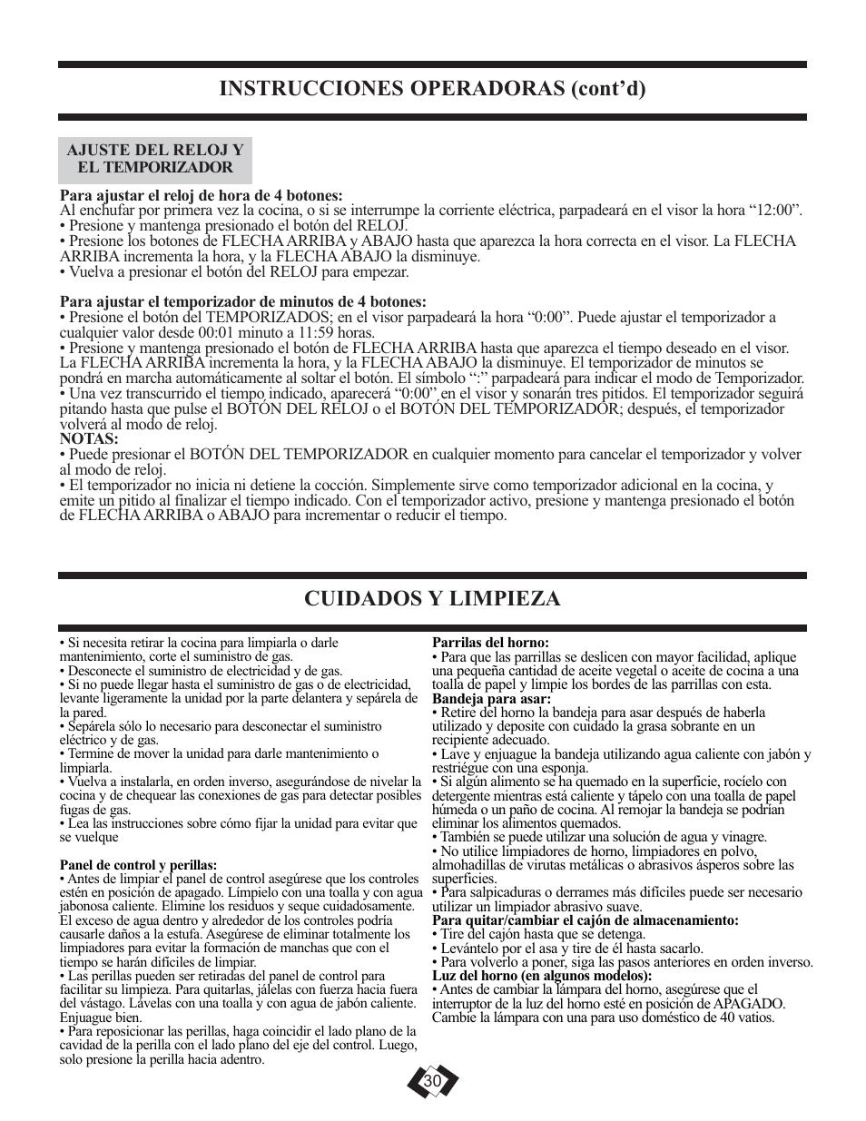 Instrucciones operadoras (cont’d), Cuidados y limpieza | Danby DR3099WGLP User Manual | Page 20 / 35