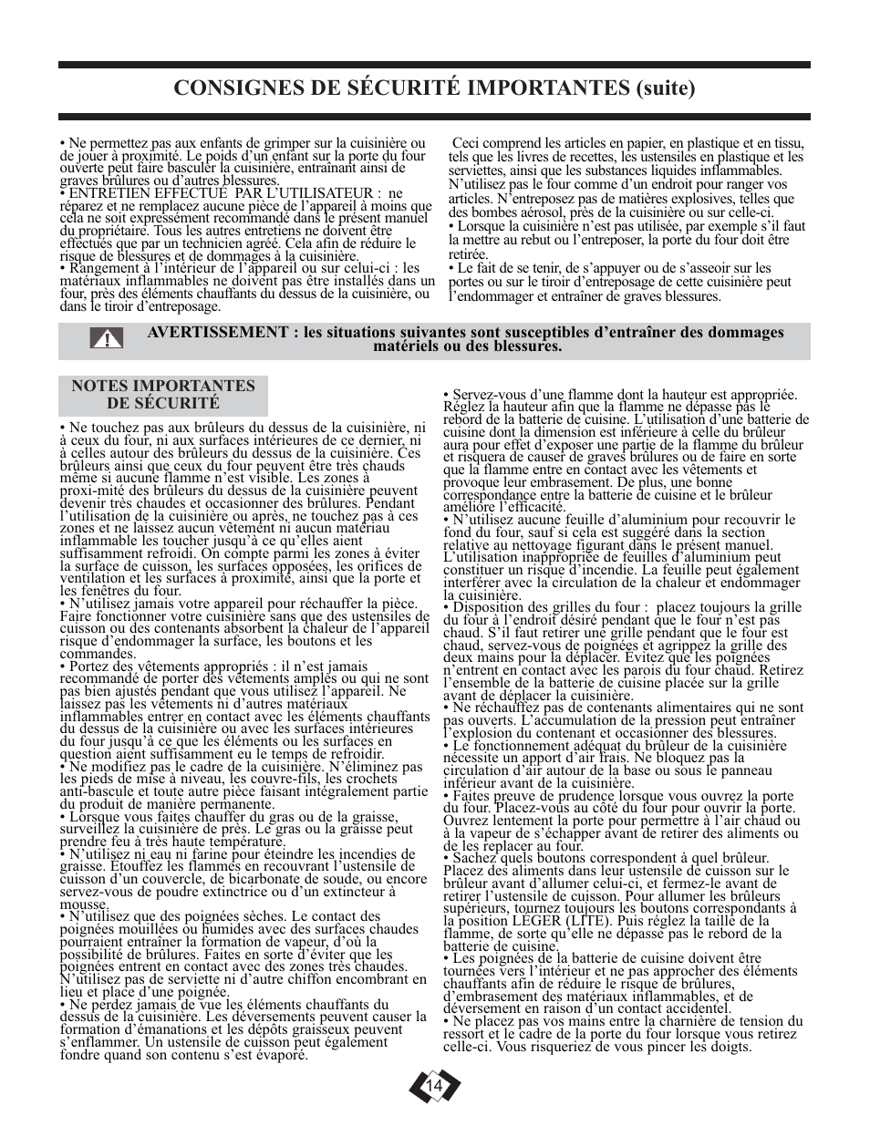 Consignes de sécurité importantes (suite) | Danby DR3099WGLP User Manual | Page 26 / 35