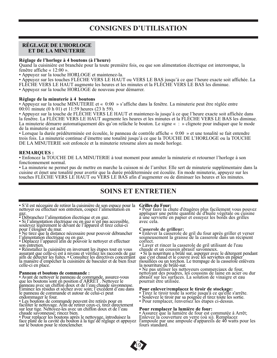 Consignes d’utilisation, Soins et entretien | Danby DR3099WGLP User Manual | Page 31 / 35