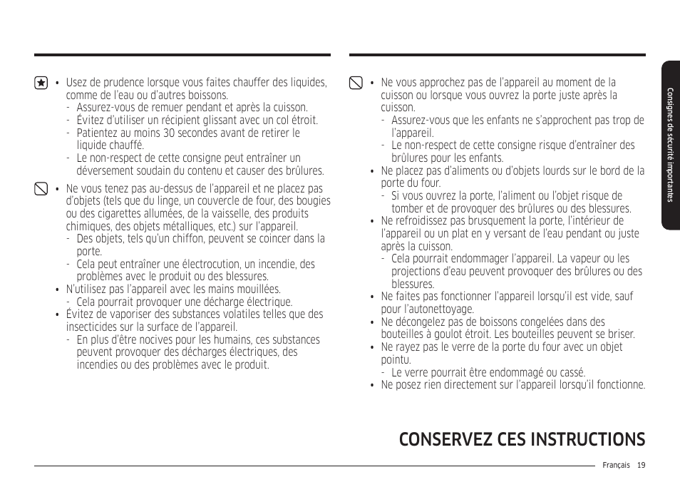Conservez ces instructions | Samsung 30 Inch Smart Slide-In Induction Range Owners Guide User Manual | Page 159 / 210