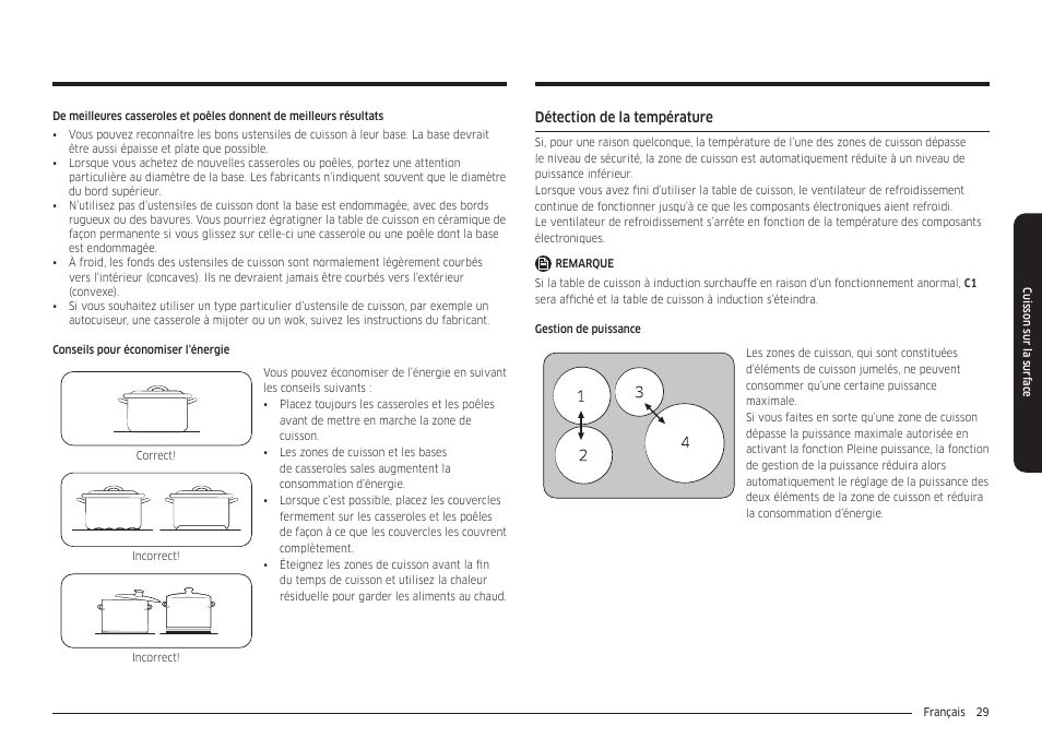 Détection de la température | Samsung 30 Inch Smart Slide-In Induction Range Owners Guide User Manual | Page 169 / 210