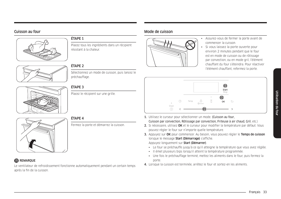 Cuisson au four, Mode de cuisson | Samsung 30 Inch Smart Slide-In Induction Range Owners Guide User Manual | Page 173 / 210