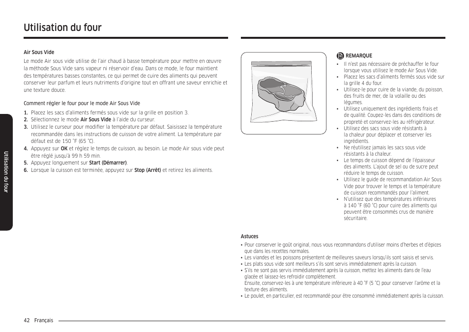 Utilisation du four | Samsung 30 Inch Smart Slide-In Induction Range Owners Guide User Manual | Page 182 / 210