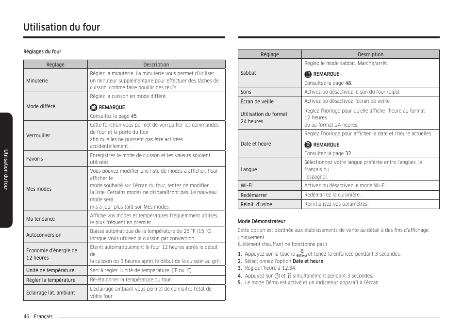 Utilisation du four | Samsung 30 Inch Smart Slide-In Induction Range Owners Guide User Manual | Page 186 / 210