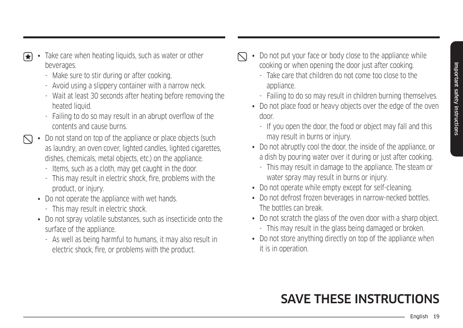 Save these instructions | Samsung 30 Inch Smart Slide-In Induction Range Owners Guide User Manual | Page 19 / 210