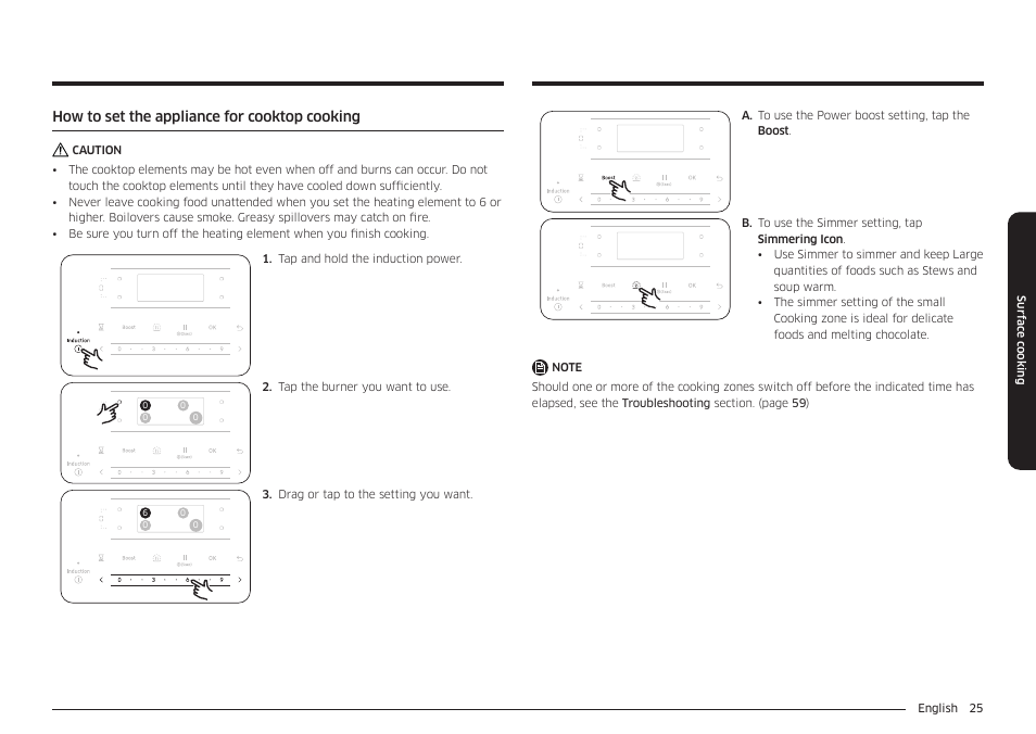 How to set the appliance for cooktop cooking | Samsung 30 Inch Smart Slide-In Induction Range Owners Guide User Manual | Page 25 / 210