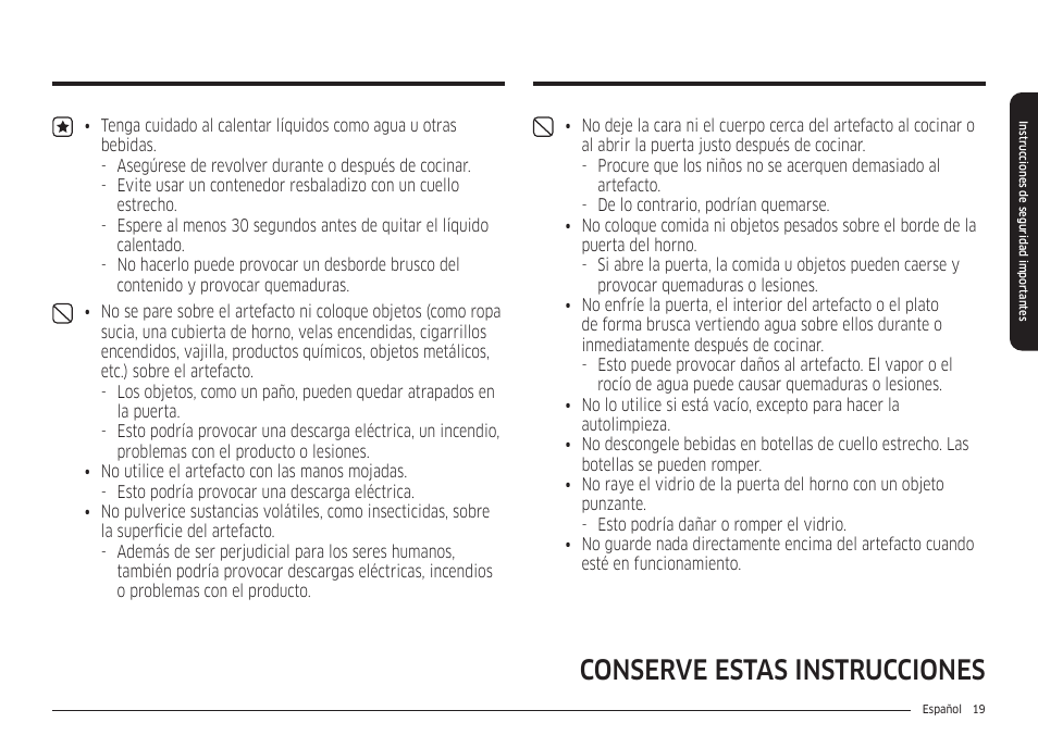 Conserve estas instrucciones | Samsung 30 Inch Smart Slide-In Induction Range Owners Guide User Manual | Page 89 / 210