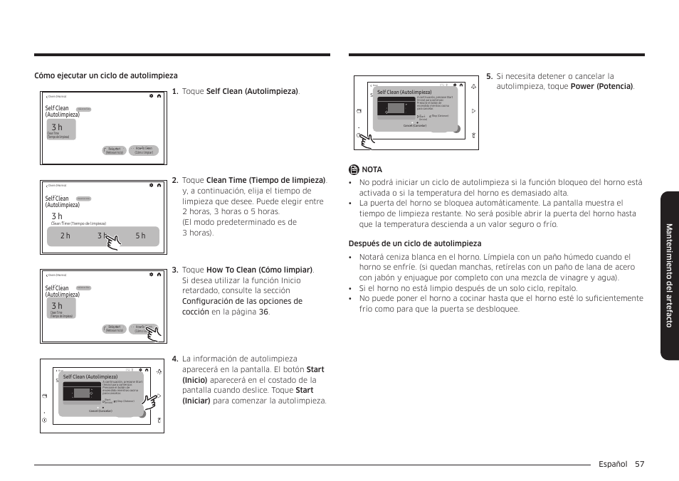 3 hrs, 3 hrs 2 5, 3 h 5 h 2 h | Samsung BESPOKE 30 Inch Smart Slide-In Induction Range Owners Guide User Manual | Page 131 / 234