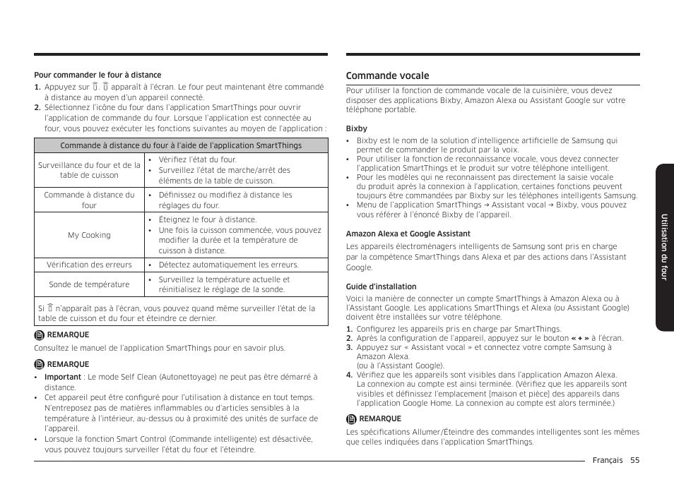 Commande vocale | Samsung BESPOKE 30 Inch Smart Slide-In Induction Range Owners Guide User Manual | Page 207 / 234