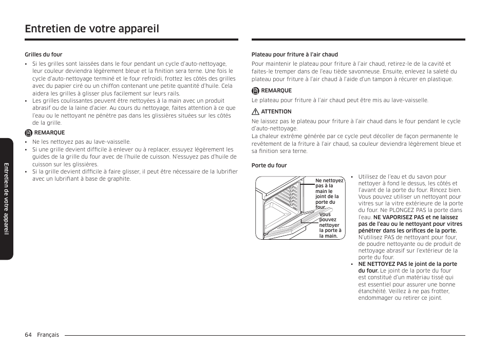 Entretien de votre appareil | Samsung BESPOKE 30 Inch Smart Slide-In Induction Range Owners Guide User Manual | Page 216 / 234