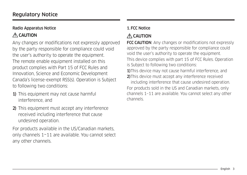 Regulatory notice | Samsung BESPOKE 30 Inch Smart Slide-In Induction Range Owners Guide User Manual | Page 3 / 234