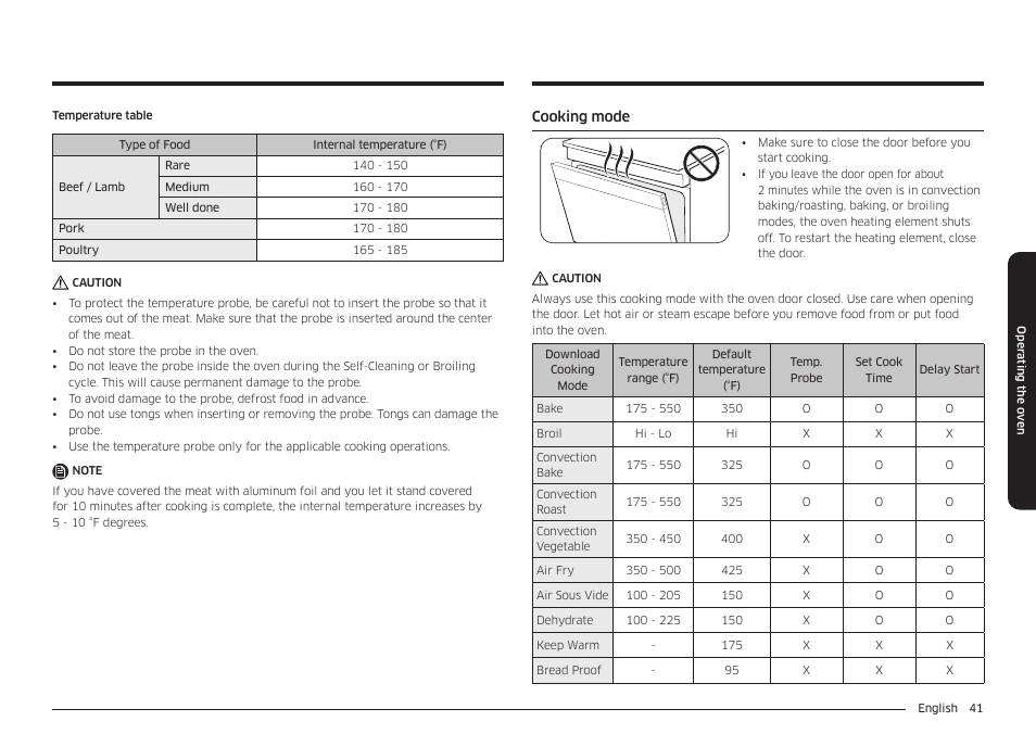 Cooking mode | Samsung BESPOKE 30 Inch Smart Slide-In Induction Range Owners Guide User Manual | Page 41 / 234