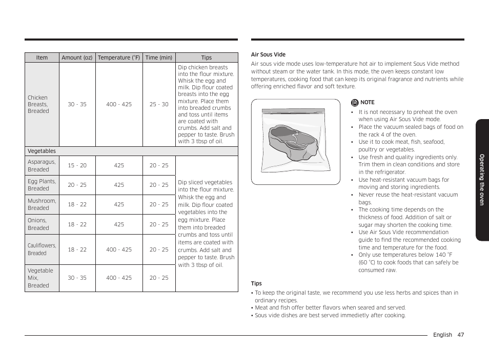 Samsung BESPOKE 30 Inch Smart Slide-In Induction Range Owners Guide User Manual | Page 47 / 234