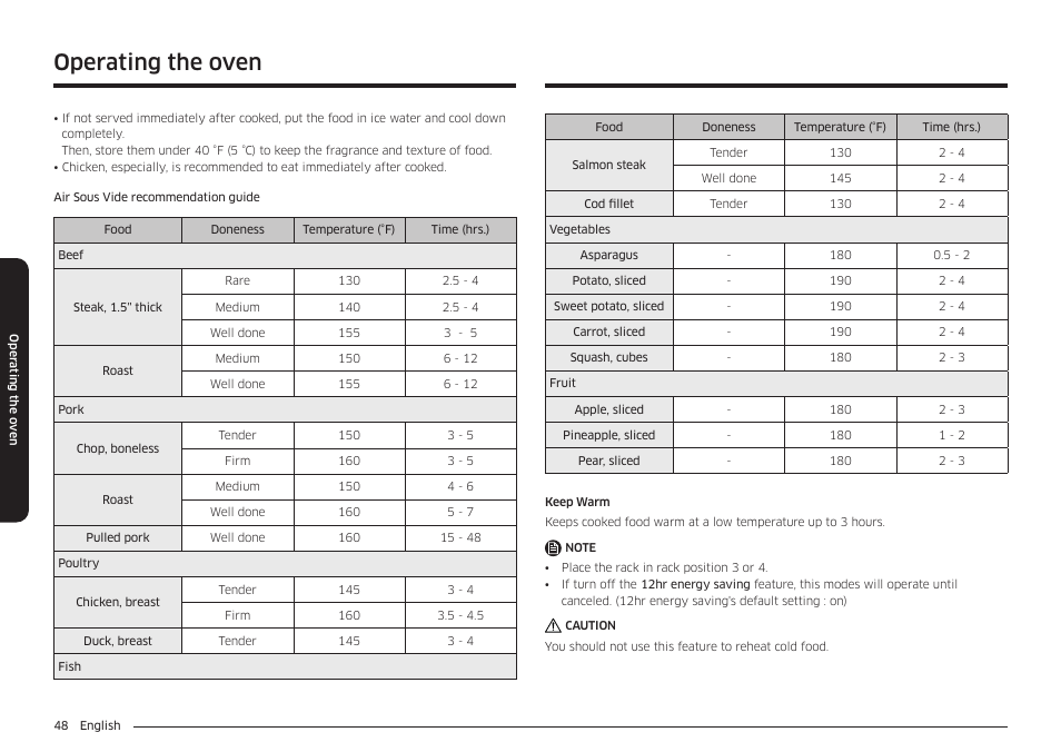 Operating the oven | Samsung BESPOKE 30 Inch Smart Slide-In Induction Range Owners Guide User Manual | Page 48 / 234