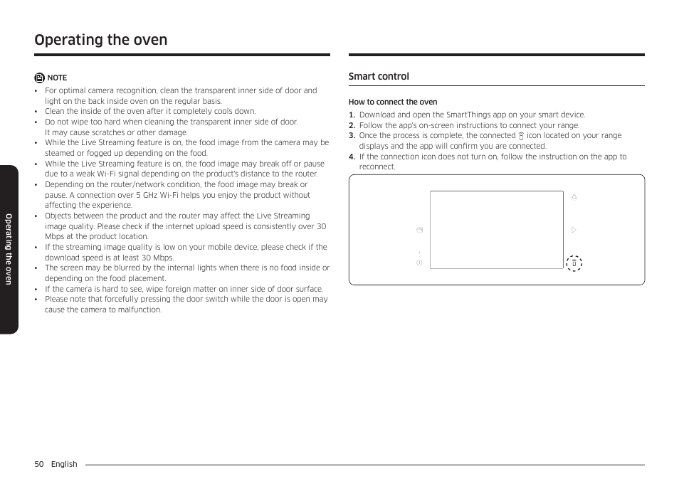Smart control, Operating the oven | Samsung BESPOKE 30 Inch Smart Slide-In Induction Range Owners Guide User Manual | Page 50 / 234