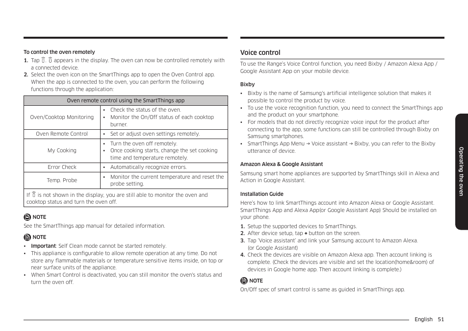 Voice control | Samsung BESPOKE 30 Inch Smart Slide-In Induction Range Owners Guide User Manual | Page 51 / 234