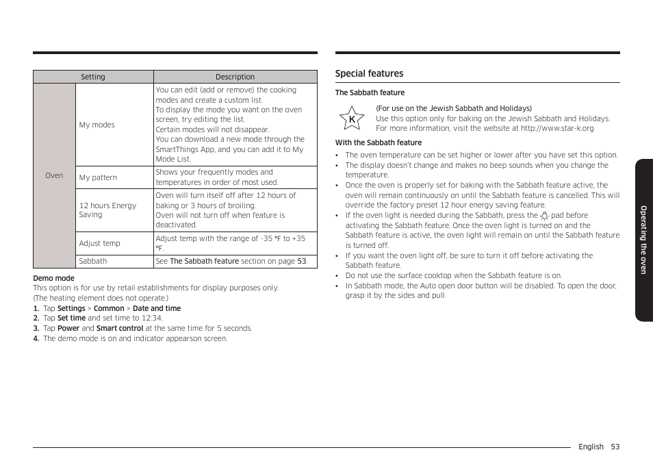 Special features | Samsung BESPOKE 30 Inch Smart Slide-In Induction Range Owners Guide User Manual | Page 53 / 234