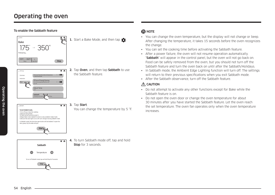 Operating the oven | Samsung BESPOKE 30 Inch Smart Slide-In Induction Range Owners Guide User Manual | Page 54 / 234