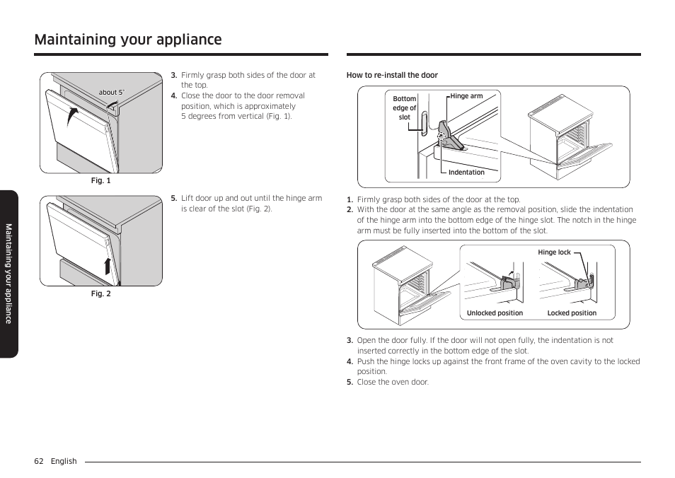 Maintaining your appliance | Samsung BESPOKE 30 Inch Smart Slide-In Induction Range Owners Guide User Manual | Page 62 / 234