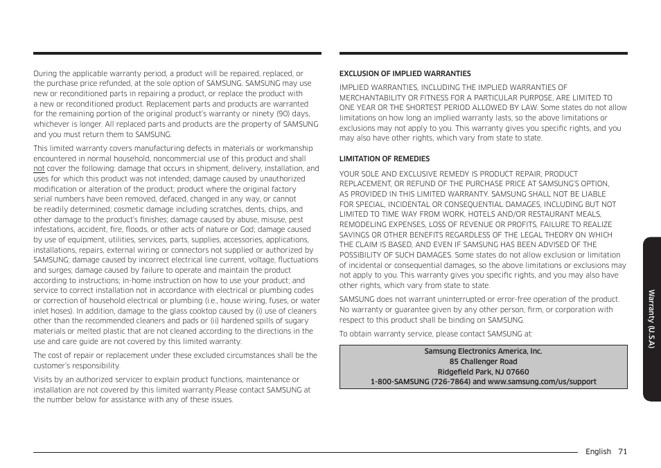 Samsung BESPOKE 30 Inch Smart Slide-In Induction Range Owners Guide User Manual | Page 71 / 234