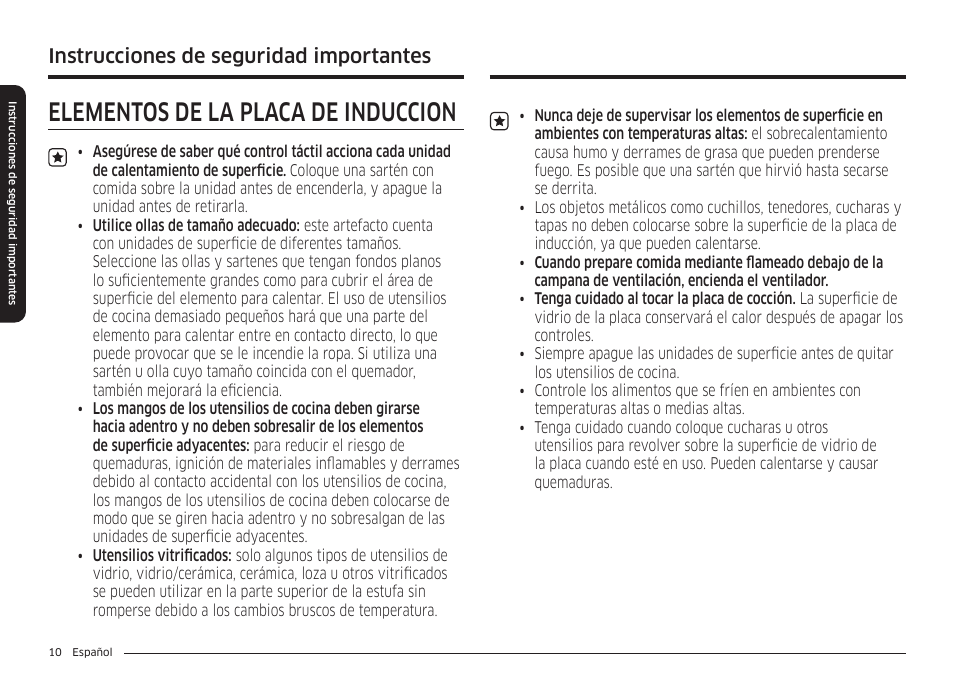 Elementos de la placa de inducción, Conserve estas instrucciones, Instrucciones de seguridad importantes | Samsung BESPOKE 30 Inch Smart Slide-In Induction Range Owners Guide User Manual | Page 84 / 234