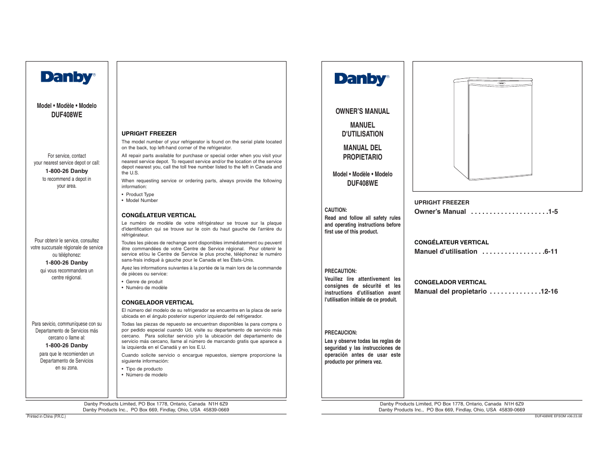 Danby DUF408WE User Manual | 7 pages