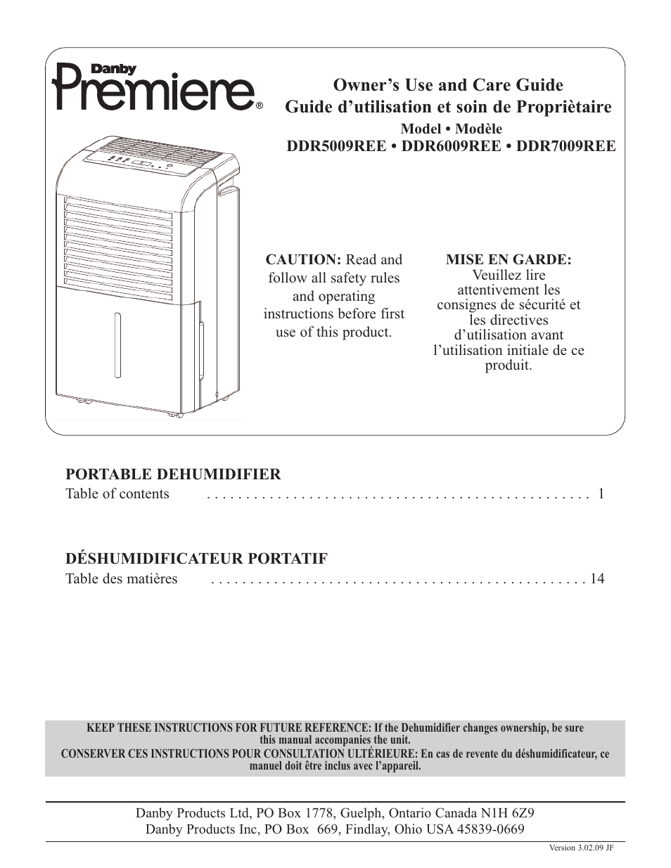 Danby PREMIERE DDR7009REE User Manual | 14 pages