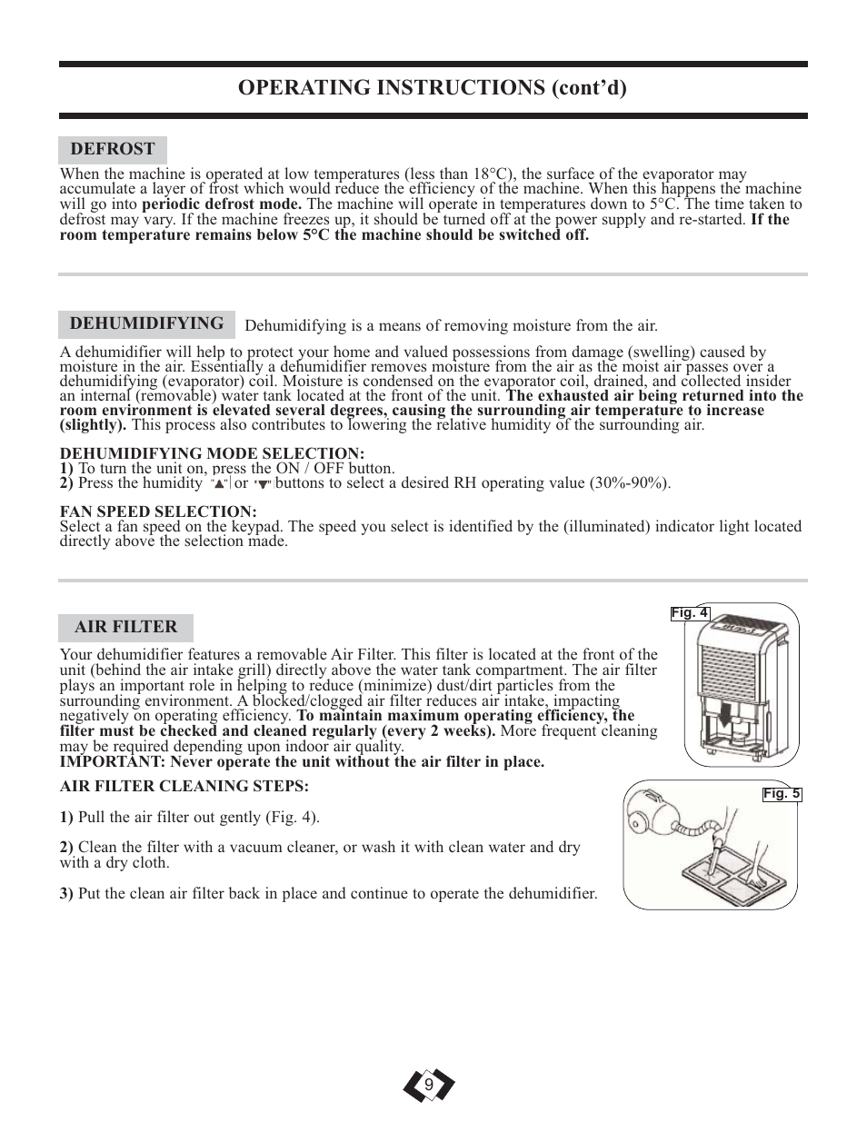 Operating instructions (cont’d) | Danby PREMIERE DDR7009REE User Manual | Page 10 / 14