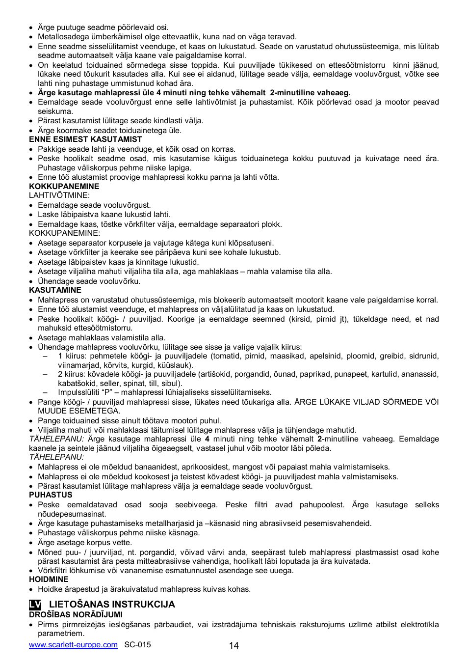 Scarlett SC-015 User Manual | Page 14 / 22