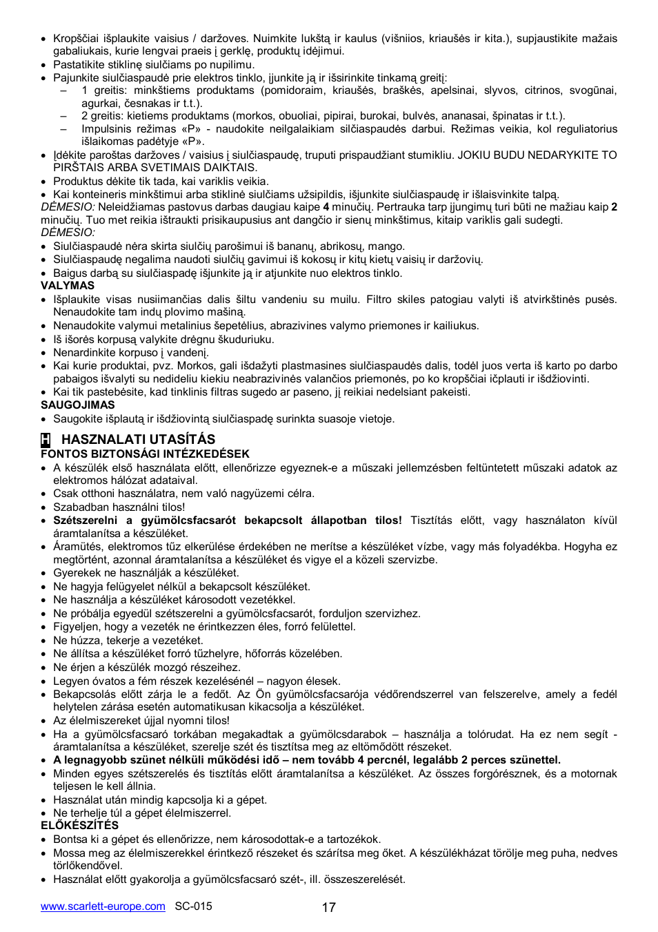 Scarlett SC-015 User Manual | Page 17 / 22