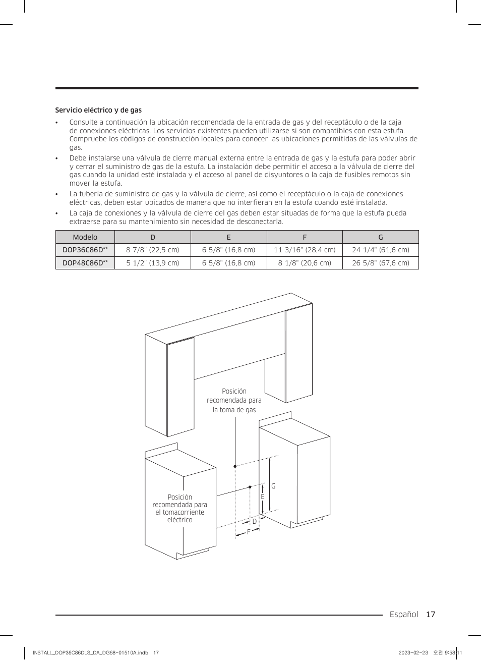 Dacor Contemporary 48 Inch Freestanding Dual Fuel Smart Steam Range Install Guide User Manual | Page 51 / 104