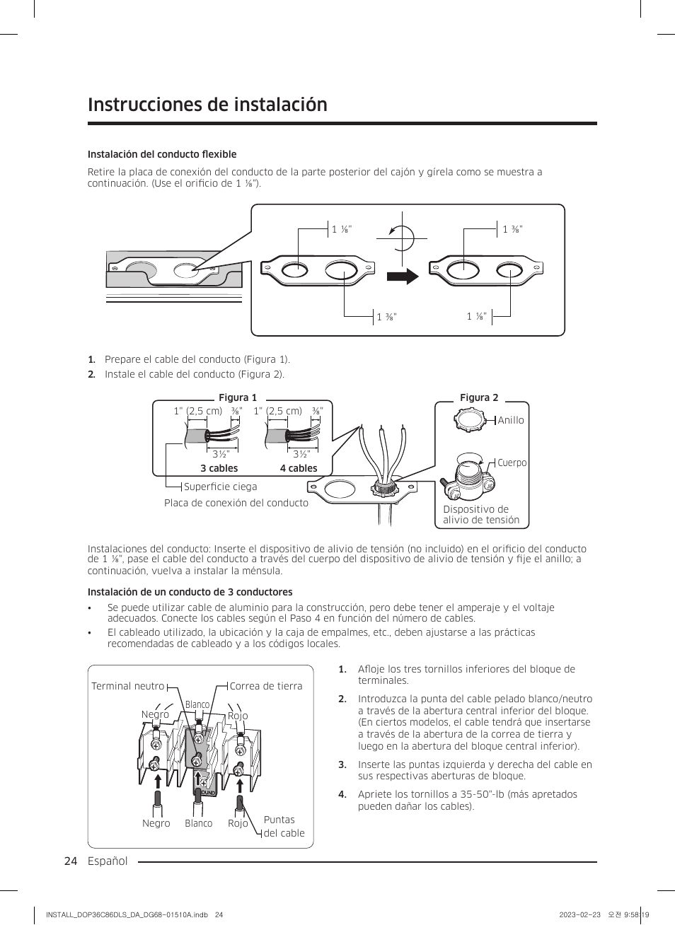 Instrucciones de instalación | Dacor Contemporary 48 Inch Freestanding Dual Fuel Smart Steam Range Install Guide User Manual | Page 58 / 104