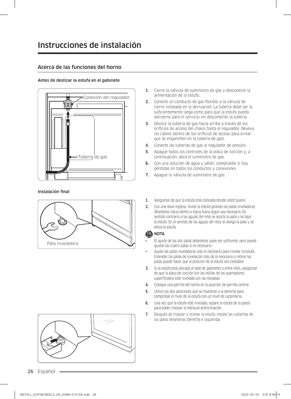 Acerca de las funciones del horno, Instrucciones de instalación | Dacor Contemporary 48 Inch Freestanding Dual Fuel Smart Steam Range Install Guide User Manual | Page 60 / 104