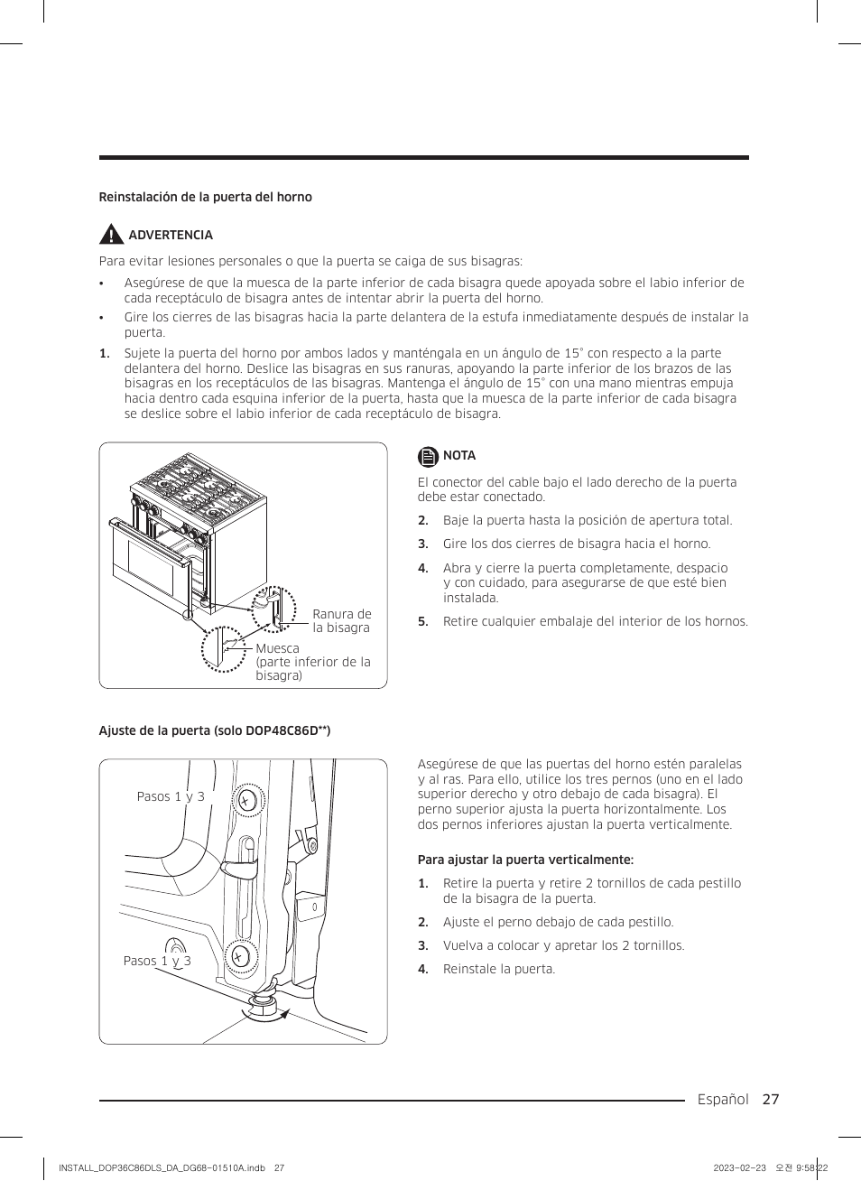 Dacor Contemporary 48 Inch Freestanding Dual Fuel Smart Steam Range Install Guide User Manual | Page 61 / 104