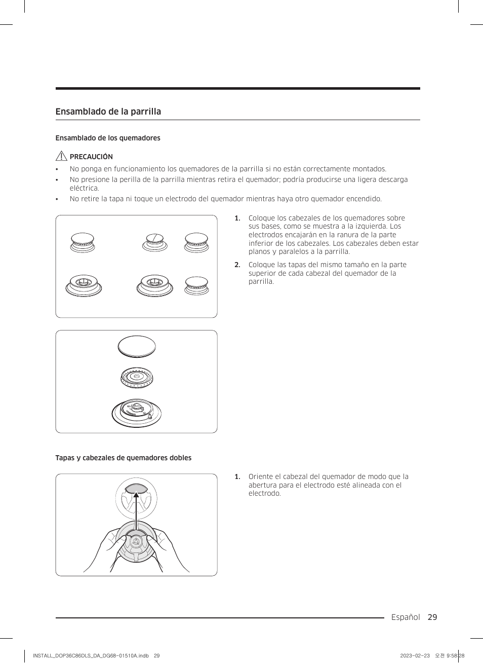 Ensamblado de la parrilla | Dacor Contemporary 48 Inch Freestanding Dual Fuel Smart Steam Range Install Guide User Manual | Page 63 / 104