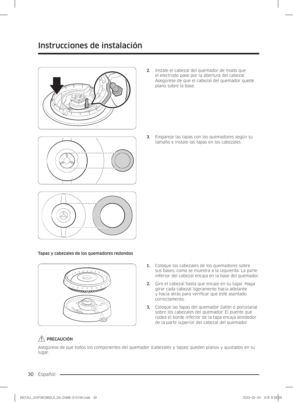 Instrucciones de instalación | Dacor Contemporary 48 Inch Freestanding Dual Fuel Smart Steam Range Install Guide User Manual | Page 64 / 104