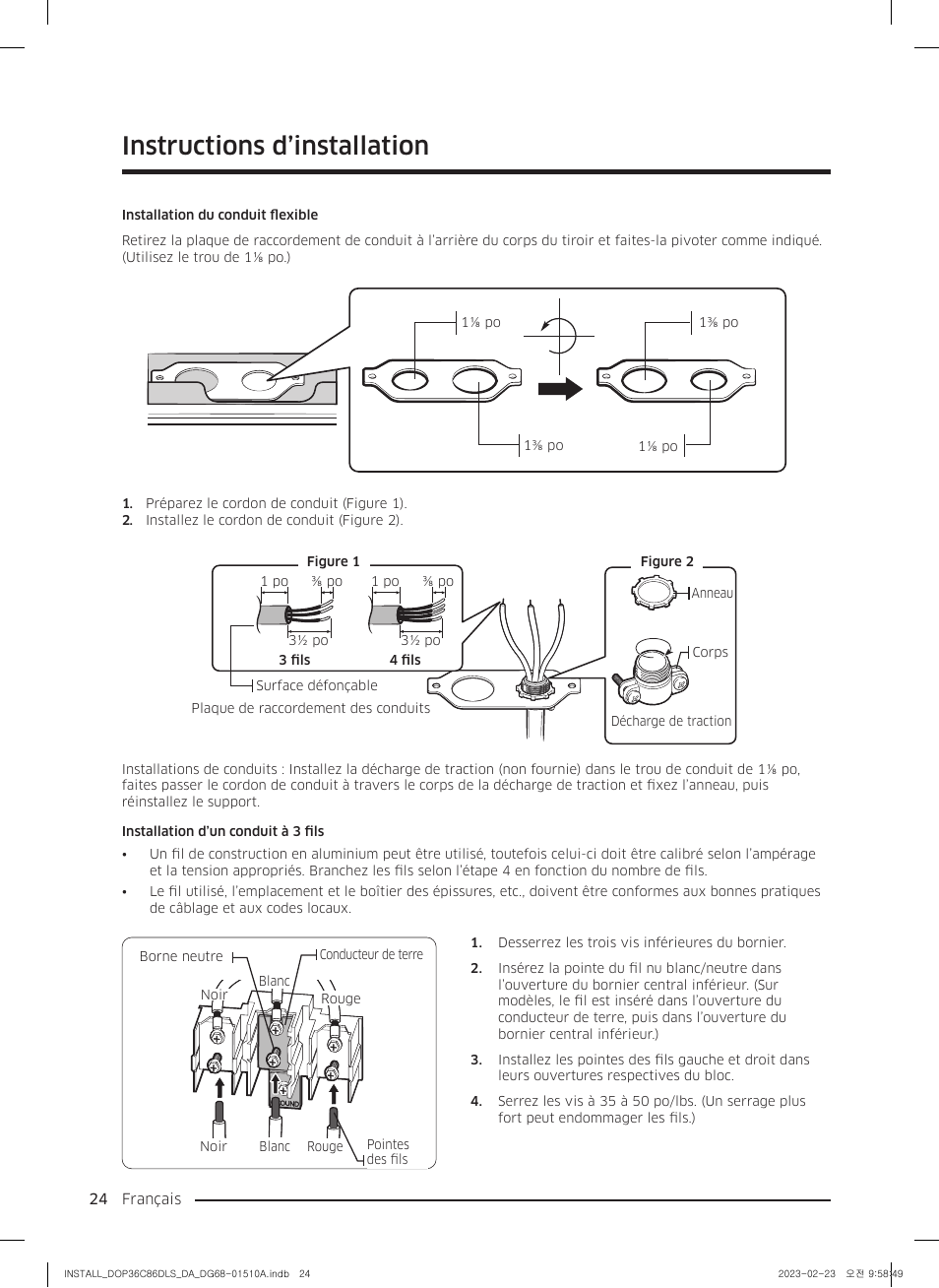 Instructions d’installation | Dacor Contemporary 48 Inch Freestanding Dual Fuel Smart Steam Range Install Guide User Manual | Page 92 / 104