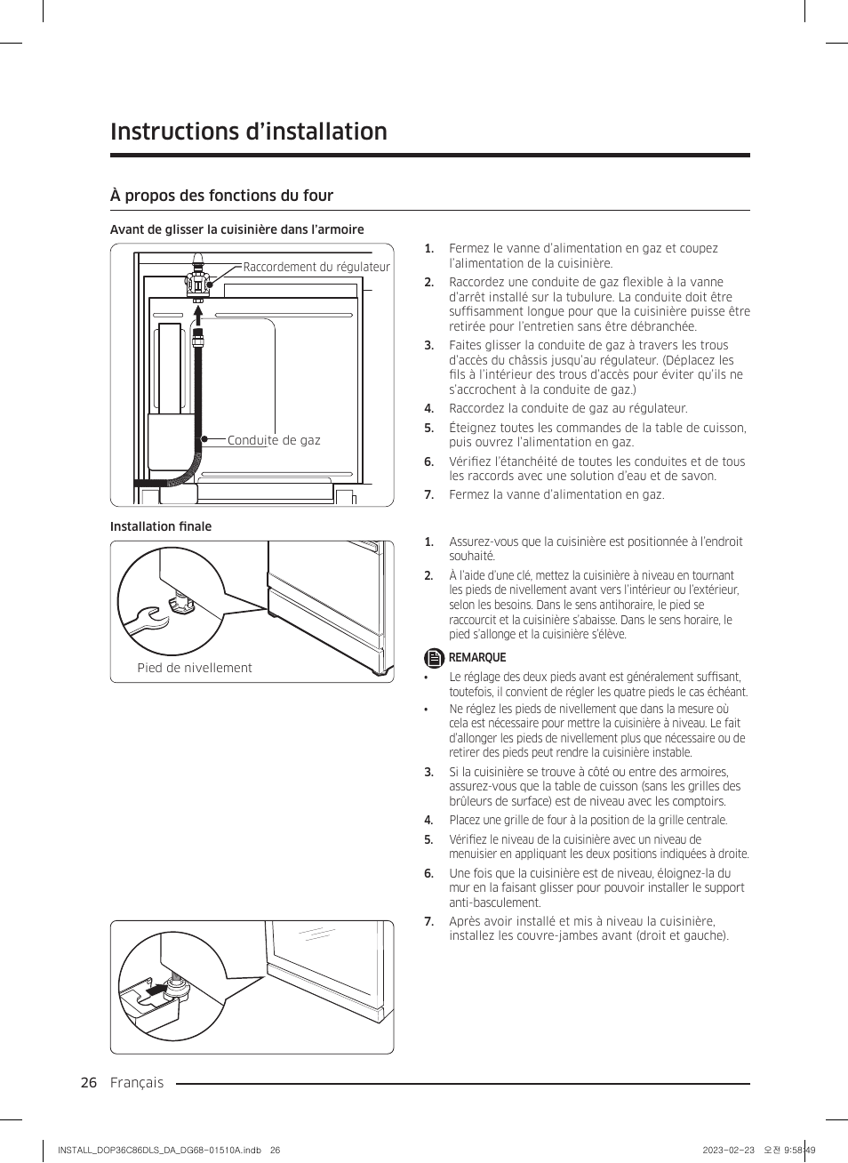 À propos des fonctions du four, Instructions d’installation | Dacor Contemporary 48 Inch Freestanding Dual Fuel Smart Steam Range Install Guide User Manual | Page 94 / 104