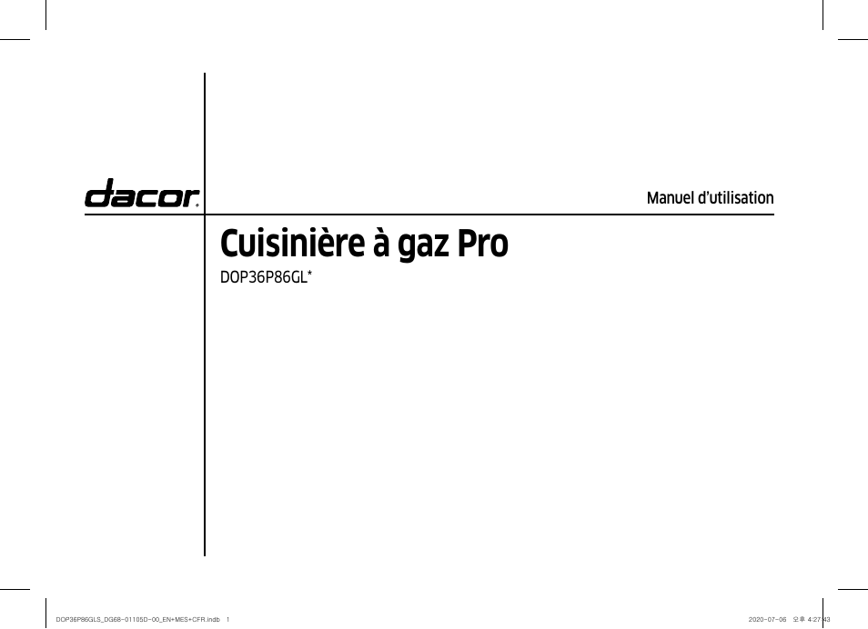 Cuisinière à gaz pro | Dacor Transitional 36 Inch Freestanding Gas Smart Range Use & Care Manual User Manual | Page 113 / 168