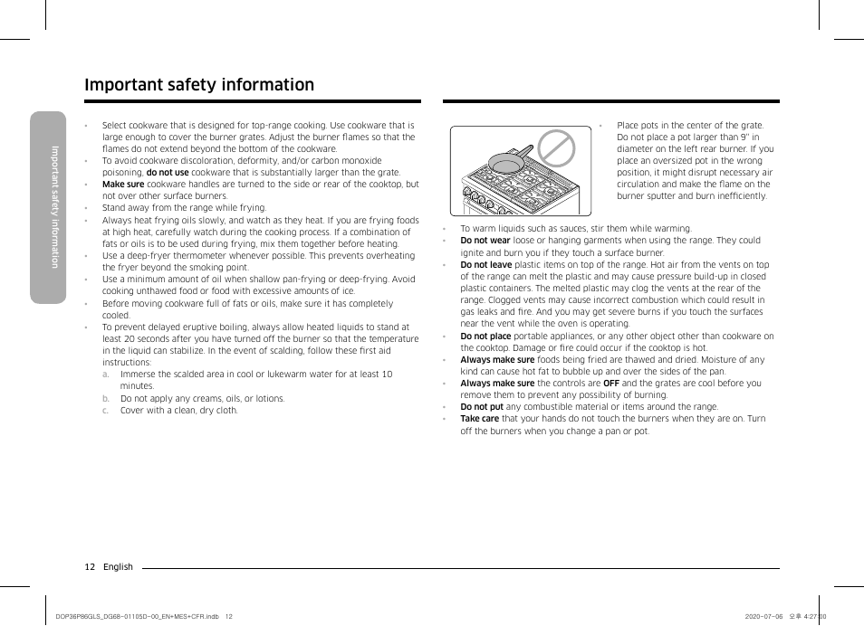 Important safety information | Dacor Transitional 36 Inch Freestanding Gas Smart Range Use & Care Manual User Manual | Page 12 / 168