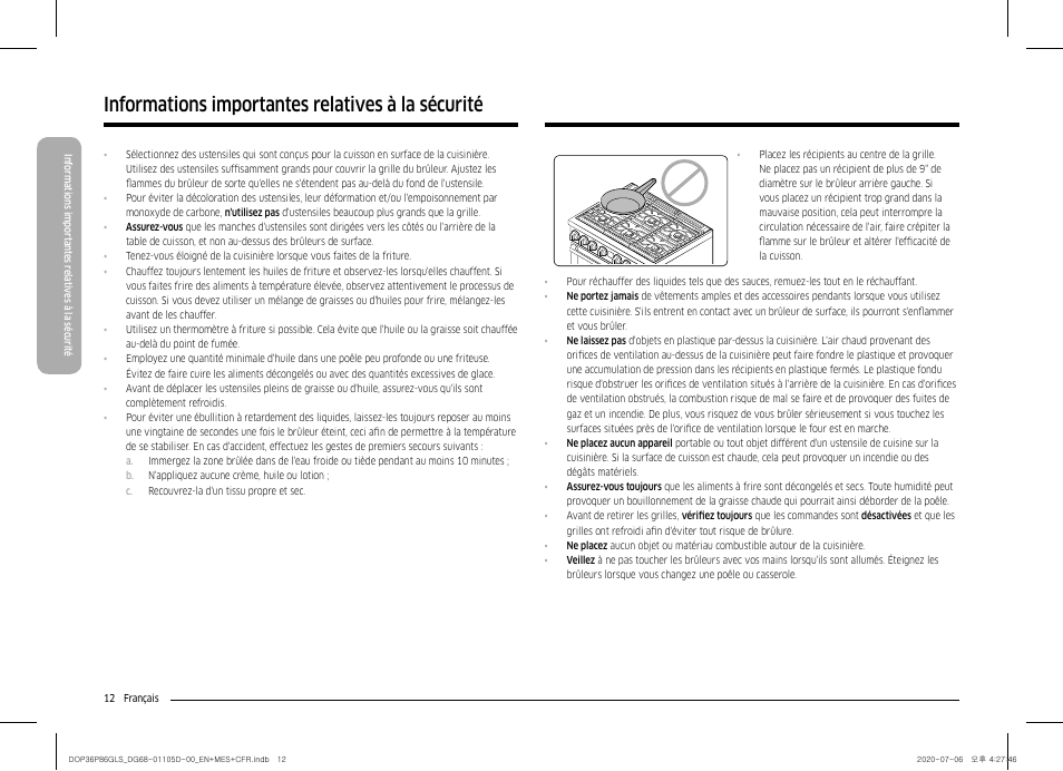 Informations importantes relatives à la sécurité | Dacor Transitional 36 Inch Freestanding Gas Smart Range Use & Care Manual User Manual | Page 124 / 168