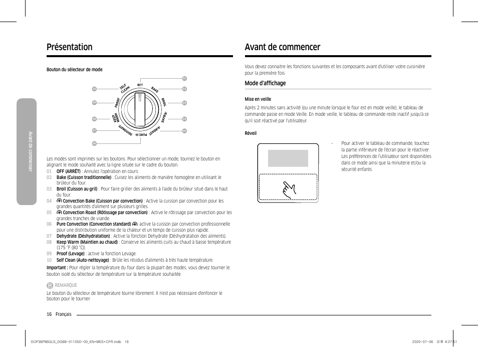 Avant de commencer, Mode d'affichage, Avant de commencer présentation | Dacor Transitional 36 Inch Freestanding Gas Smart Range Use & Care Manual User Manual | Page 128 / 168
