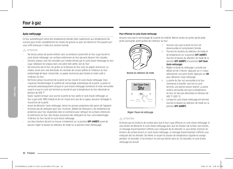 Auto-nettoyage 30, Four à gaz | Dacor Transitional 36 Inch Freestanding Gas Smart Range Use & Care Manual User Manual | Page 142 / 168