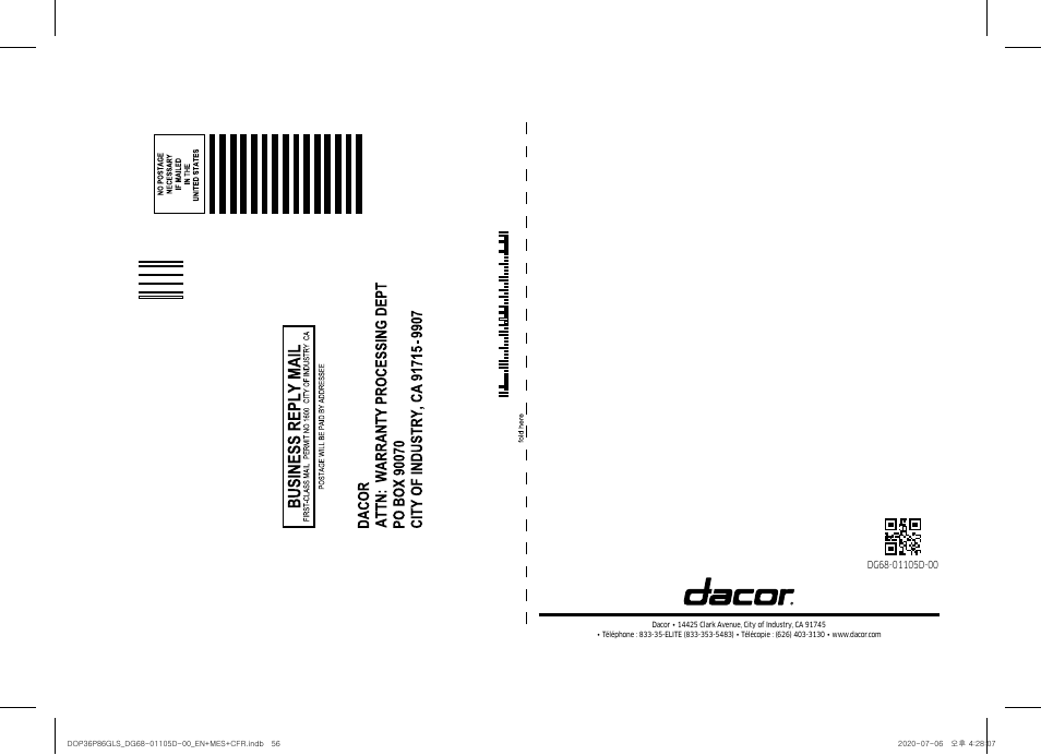 Dacor Transitional 36 Inch Freestanding Gas Smart Range Use & Care Manual User Manual | Page 168 / 168