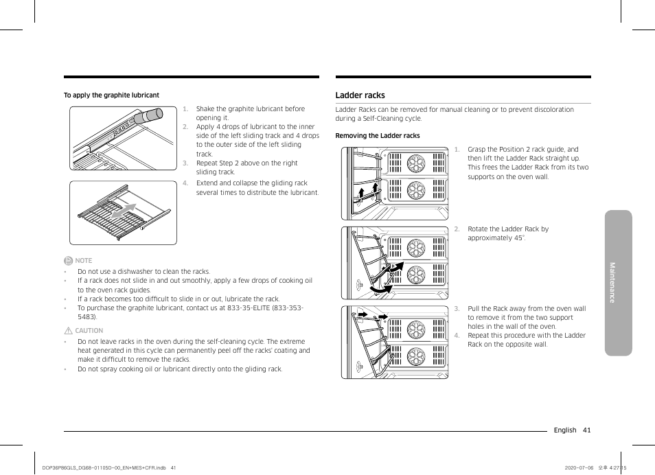 Ladder racks | Dacor Transitional 36 Inch Freestanding Gas Smart Range Use & Care Manual User Manual | Page 41 / 168